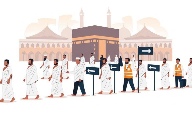 Flux pèlerins : gestion des déplacements au Hajj, principes de sécurité, transport et consignes officielles via Nusuk et le Ministère.